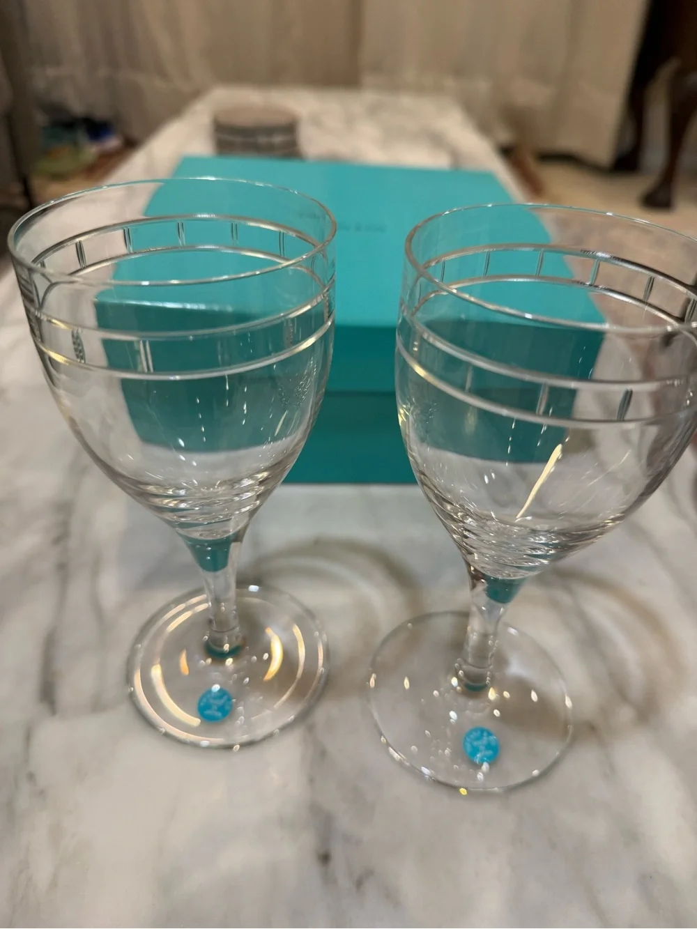 Vintage Tiffany & Co Wine Glasses Set of 2 Made in Japan With Original Box